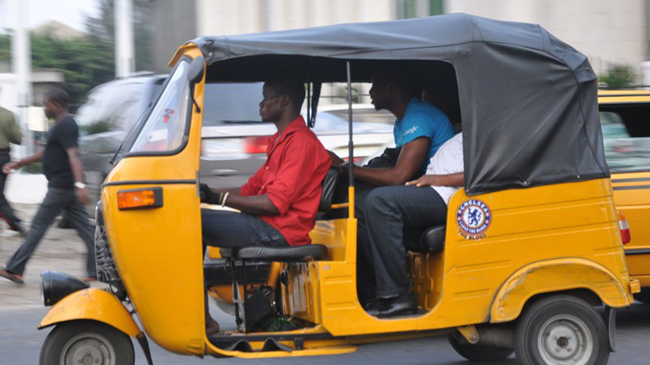 Commercial tricycles on a street in Rivers State, Nigeria